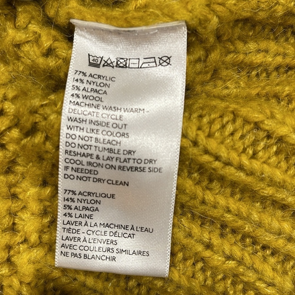 Urban Outfitters Cropped Open Knit Full Sleeve Sweater SZ S Gold Yellow - Picture 6 of 6